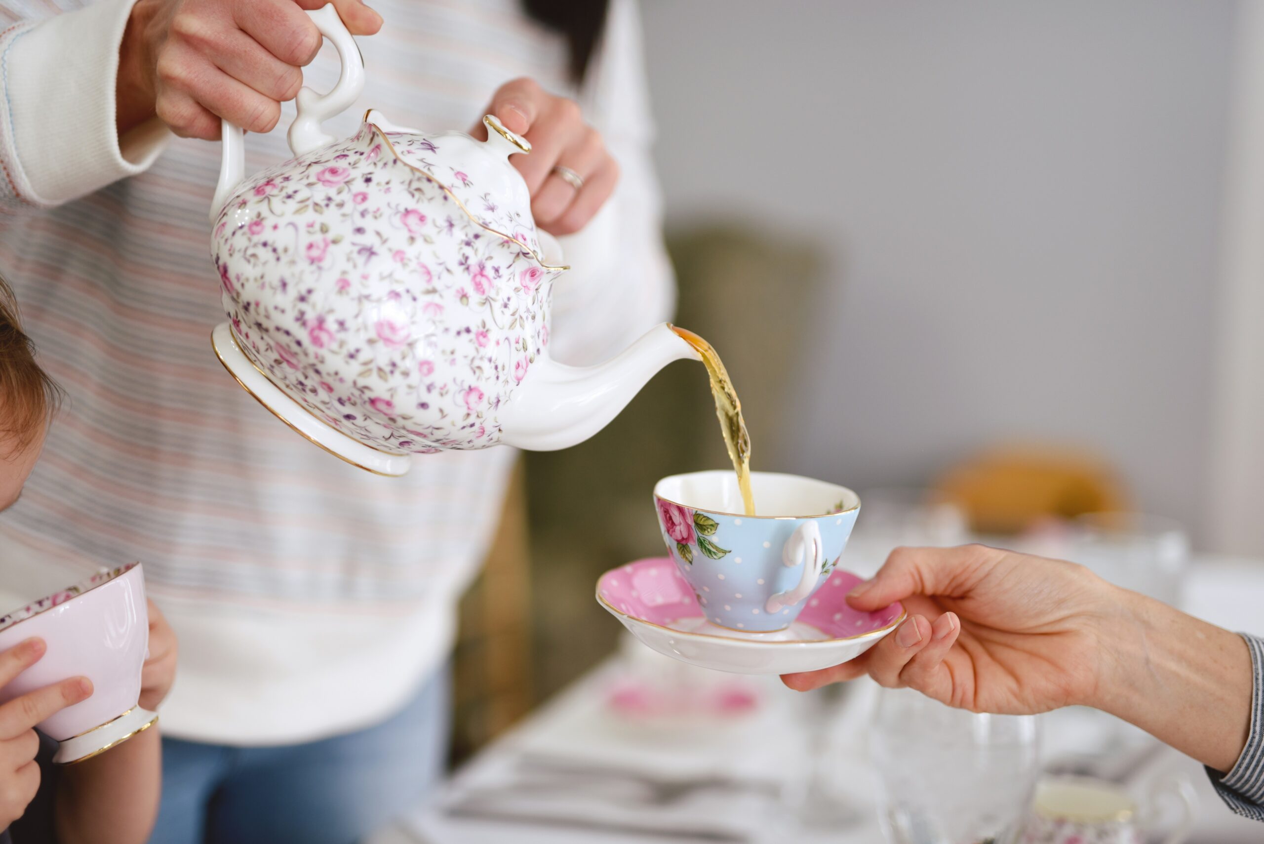 Tea being poured from a teapot